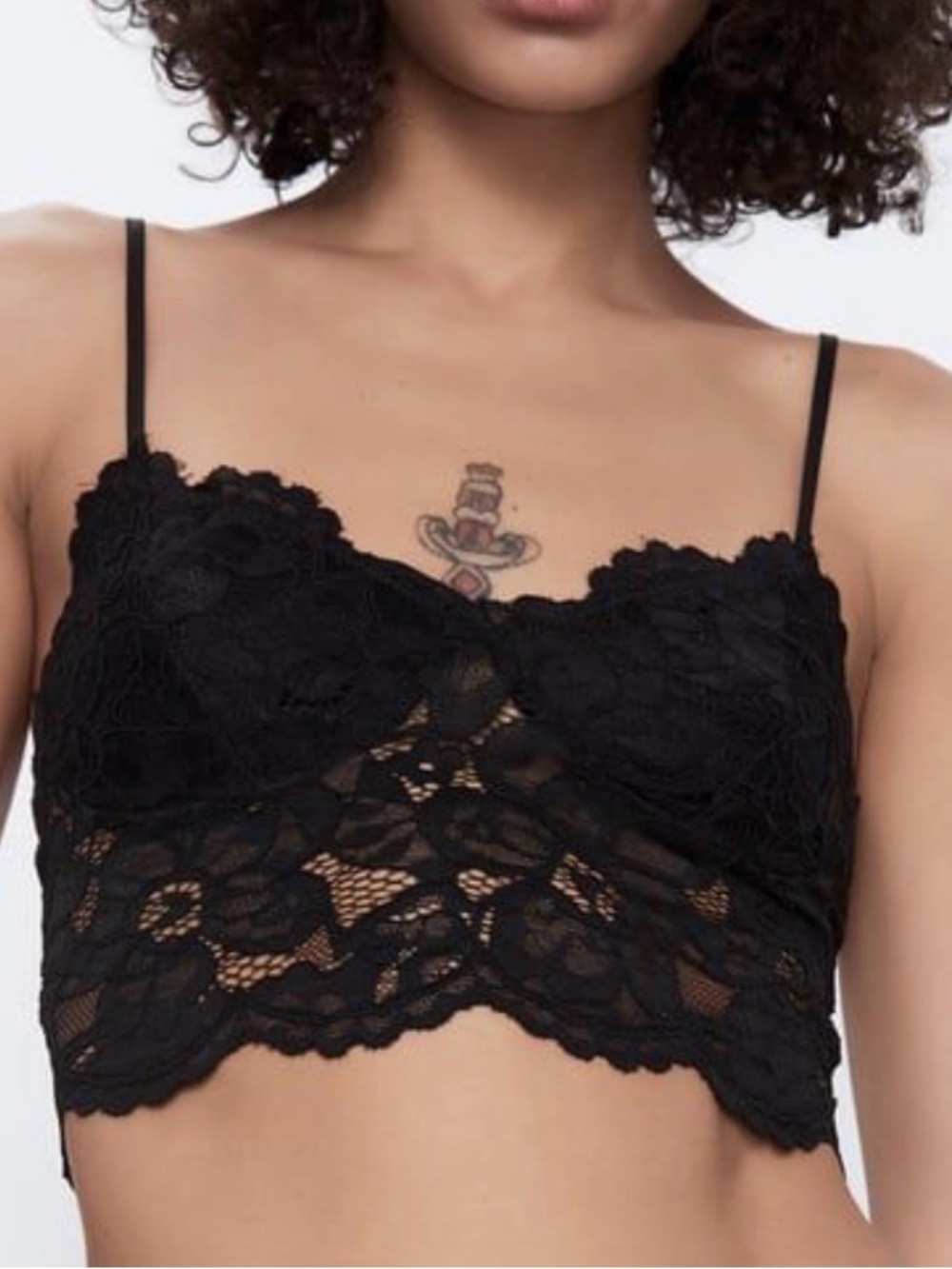 ZARA XS Black Lace Bralette Crop Top